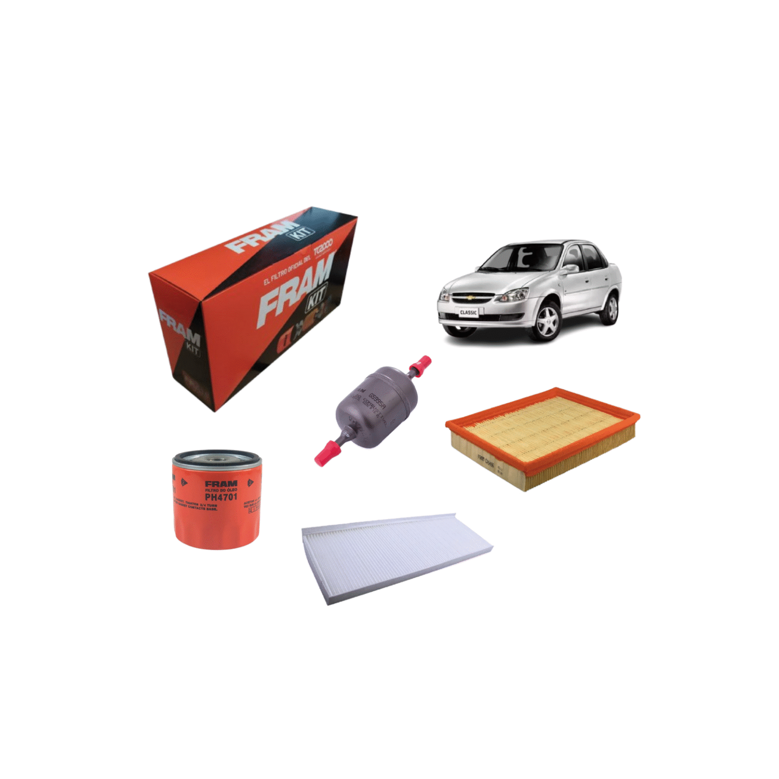 KIT 4 FILTROS P/ CHEVROLET CORSA 1.4 – 1.6